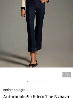 Anthropologie Dark Indigo Cropped Flare Jeans